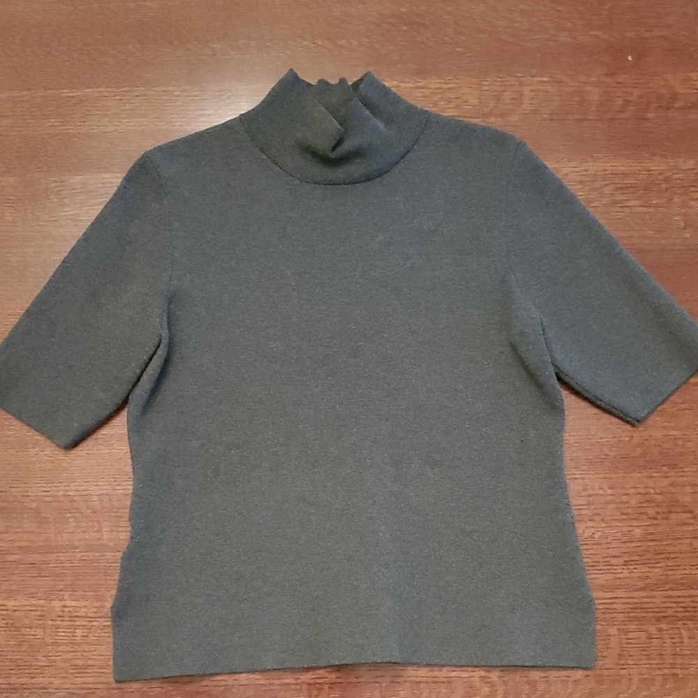 Ann Taylor Charcoal Short-sleeved Turtleneck